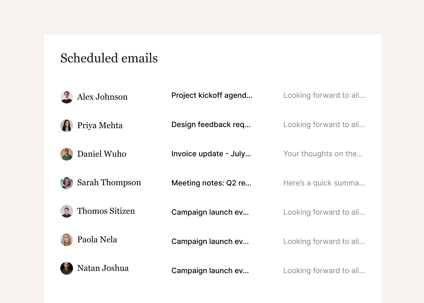 Effortless Scheduling